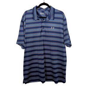 Under Armour Heatgear Men's Polo Blue striped Size 2XL